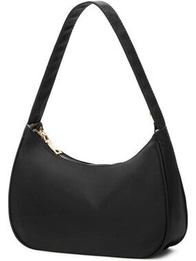 Women Nylon BlackShoulder Tote Bag Cute Hobo Mini Clutch Zipper Bag